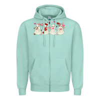 Seafoam valentines day ghost Zipper Hoodie - MaliasSmallBusiness
