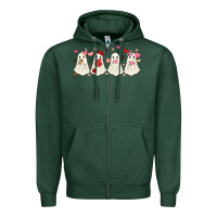 Sports Green valentines day ghost Zipper Hoodie - MaliasSmallBusiness