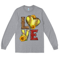 Heather Grey western love softball Long Sleeve Tee - LillyAllenDesigns