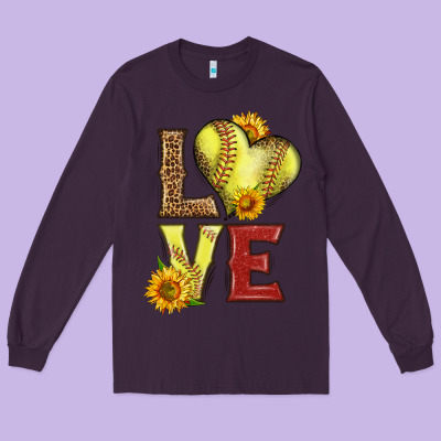 Western Love Softball Long Sleeve Tee Designed By Lillyallendesigns