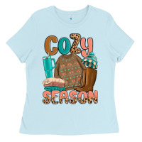 Baby Blue cozy season Ladies Tee - MaliasSmallBusiness