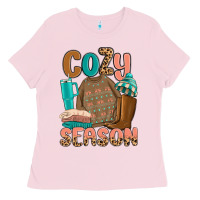 Bubblegum Pink cozy season Ladies Tee - MaliasSmallBusiness