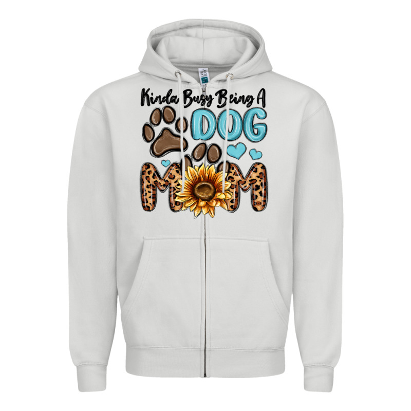 Kinda Busy Being A Dog Mom Zipper Hoodie by MaliasSmallBusiness | Teevron