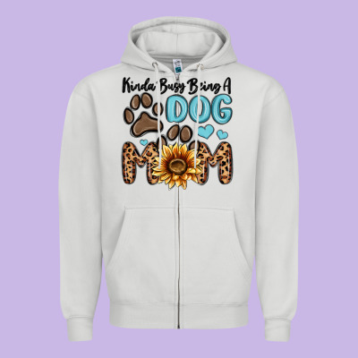 Kinda Busy Being A Dog Mom Zipper Hoodie Designed By Maliassmallbusiness