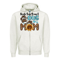 Oatmeal Heather kinda busy being a dog mom Zipper Hoodie - MaliasSmallBusiness