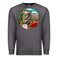 Charcoal Heather christmas merino wool sheep Premium Sweatshirt - LillyAllenDesigns