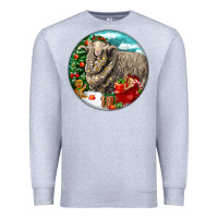 Heather Grey christmas merino wool sheep Premium Sweatshirt - LillyAllenDesigns