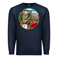 Navy christmas merino wool sheep Premium Sweatshirt - LillyAllenDesigns
