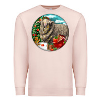 Pale Pink christmas merino wool sheep Premium Sweatshirt - LillyAllenDesigns