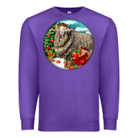 Purple christmas merino wool sheep Premium Sweatshirt - LillyAllenDesigns