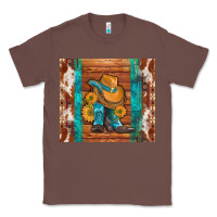 Chestnut cowboy boots turquoise aztec cowhide Classic Tee - Artiststas