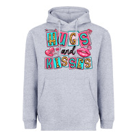 Heather Grey hugs and kisses Heavyweight Hoodie - LillyAllenDesigns