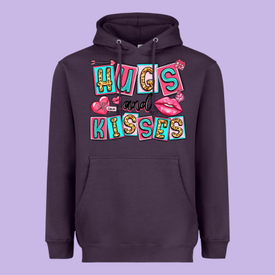 Hugs And Kisses Heavyweight Hoodie Designed By Lillyallendesigns