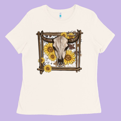 Ladies Tee western bull skull