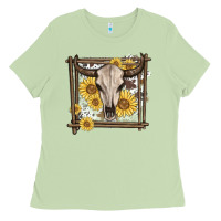 Matcha western bull skull Ladies Tee - MaliasSmallBusiness