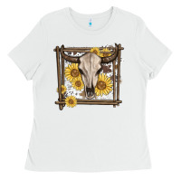 White western bull skull Ladies Tee - MaliasSmallBusiness