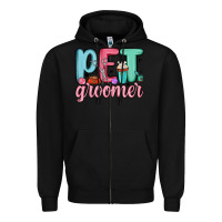 Black pet groomer Zipper Hoodie - MaliasSmallBusiness