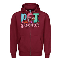 Burgundy pet groomer Zipper Hoodie - MaliasSmallBusiness