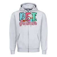 Heather Grey pet groomer Zipper Hoodie - MaliasSmallBusiness