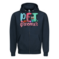 Navy pet groomer Zipper Hoodie - MaliasSmallBusiness