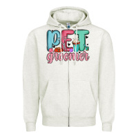 Oatmeal Heather pet groomer Zipper Hoodie - MaliasSmallBusiness