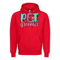Red pet groomer Zipper Hoodie - MaliasSmallBusiness