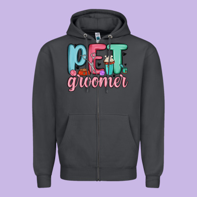 Pet Groomer Zipper Hoodie Designed By Maliassmallbusiness