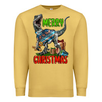 Antique Gold merry christmas velociraptor Premium Sweatshirt - LillyAllenDesigns