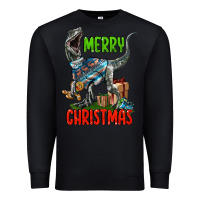 Black merry christmas velociraptor Premium Sweatshirt - LillyAllenDesigns