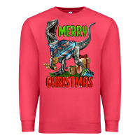 Cardinal merry christmas velociraptor Premium Sweatshirt - LillyAllenDesigns