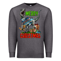 Charcoal Heather merry christmas velociraptor Premium Sweatshirt - LillyAllenDesigns