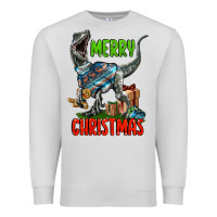 Dove Grey merry christmas velociraptor Premium Sweatshirt - LillyAllenDesigns