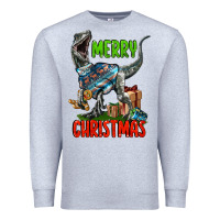 Heather Grey merry christmas velociraptor Premium Sweatshirt - LillyAllenDesigns
