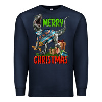 Navy merry christmas velociraptor Premium Sweatshirt - LillyAllenDesigns