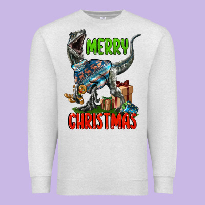 Merry Christmas Velociraptor Premium Sweatshirt Designed By Lillyallendesigns