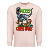 Pale Pink merry christmas velociraptor Premium Sweatshirt - LillyAllenDesigns