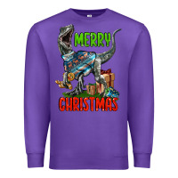 Purple merry christmas velociraptor Premium Sweatshirt - LillyAllenDesigns
