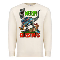 Sandshell merry christmas velociraptor Premium Sweatshirt - LillyAllenDesigns