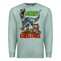 Seafoam merry christmas velociraptor Premium Sweatshirt - LillyAllenDesigns