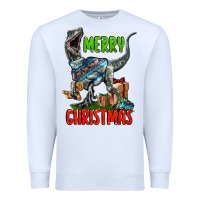 White merry christmas velociraptor Premium Sweatshirt - LillyAllenDesigns