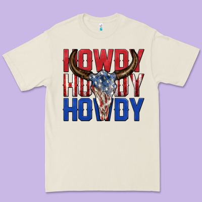 Premium Tee howdy howdy howdy 4th of july bull skull billie wi