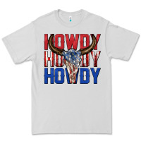 Dove Grey howdy howdy howdy 4th of july bull skull billie wi Premium Tee - texasbilliewilder