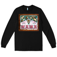 Black western bull skull mama mousepad Long Sleeve Tee - BarkalooDesign