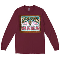 Burgundy western bull skull mama mousepad Long Sleeve Tee - BarkalooDesign