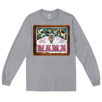 Heather Grey western bull skull mama mousepad Long Sleeve Tee - BarkalooDesign