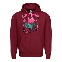 Burgundy emotional dumpster fire Zipper Hoodie - MaliasSmallBusiness