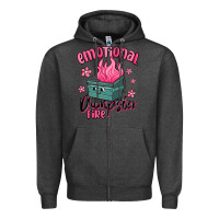 Charcoal Heather emotional dumpster fire Zipper Hoodie - MaliasSmallBusiness