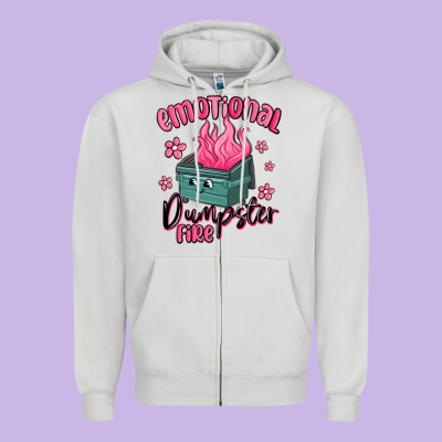 Emotional Dumpster Fire Zipper Hoodie Designed By Maliassmallbusiness