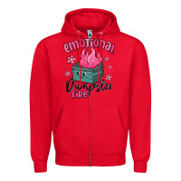 Red emotional dumpster fire Zipper Hoodie - MaliasSmallBusiness
