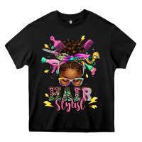 Black hair stylist afro messy bun Heavy Core Tee - texasbilliewilder